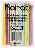 Colossal Boba Smoothie Straw 9" Mixed Colors, Poly Wrapped 1600/Case