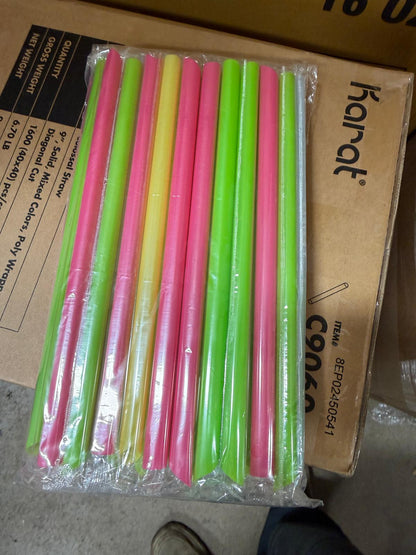 Colossal Boba Smoothie Straw 9" Mixed Colors, Poly Wrapped 1600/Case
