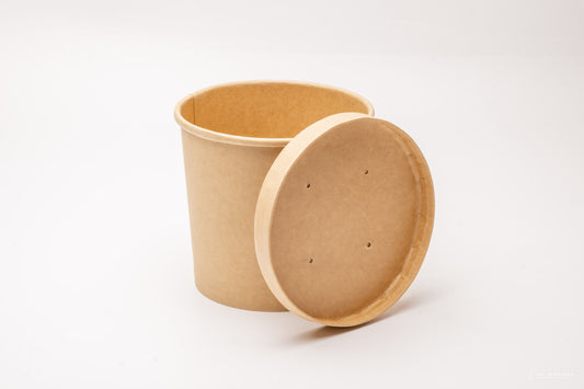 Kraft Paper Food Cup with Vented Lid 250ml/8.4oz [Pack of 250]