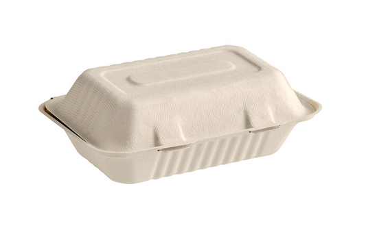 Hoagie White 9" x 6" x 3" Bagasse Clamshells [250/Case]